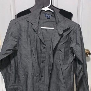 Boy's Chaps Gray Button Dress Shirt SZ M 10/12